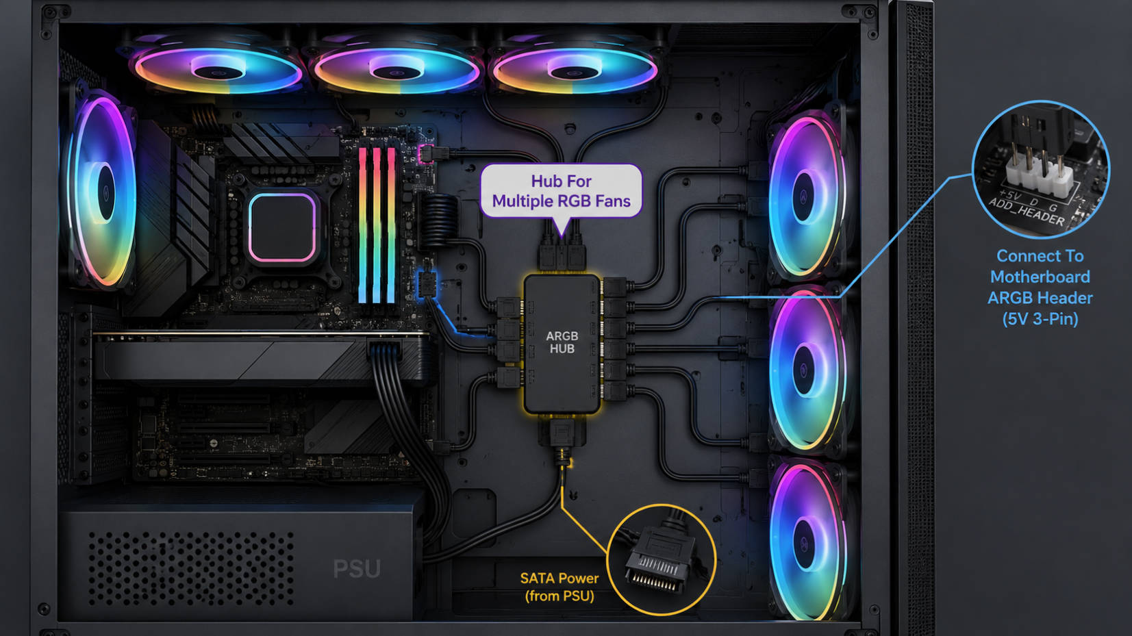 Argb Hub Multiple Fan Connection Argb Hub Multiple Fan Connection