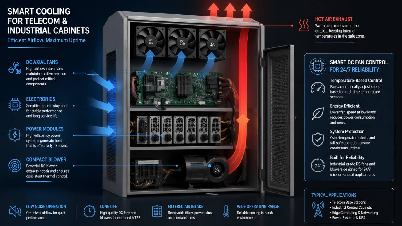 Telecom Cabinet Cooling With DC Fans Telecom Cabinet Cooling With DC Fans