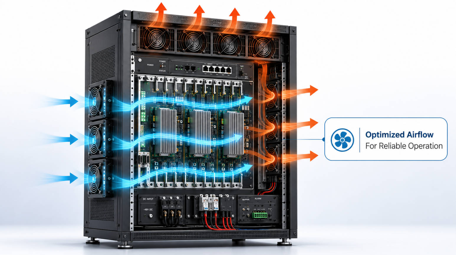 Telecom Rack Cooling Airflow Illustration Telecom Rack Cooling Airflow Illustration