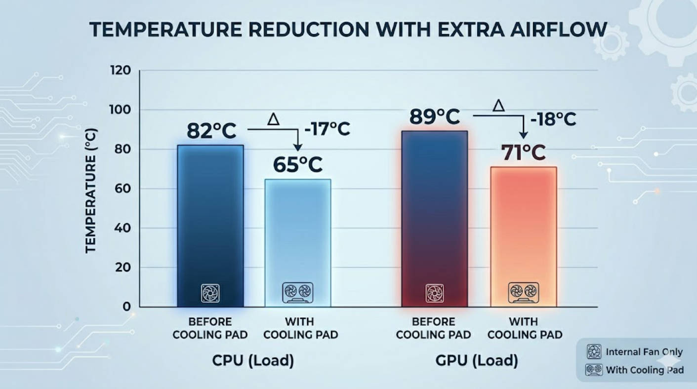 Thermal Performance Before And After Cooling Pad Thermal Performance Before And After Cooling Pad