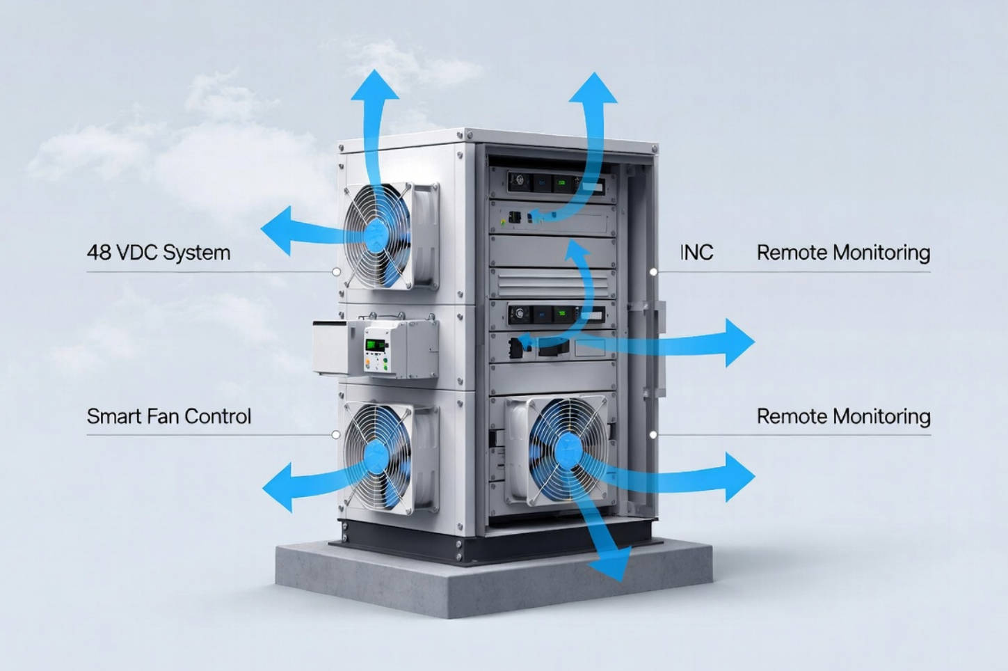 Telecom Cabinet With DC Cooling Fans Telecom Cabinet With DC Cooling Fans