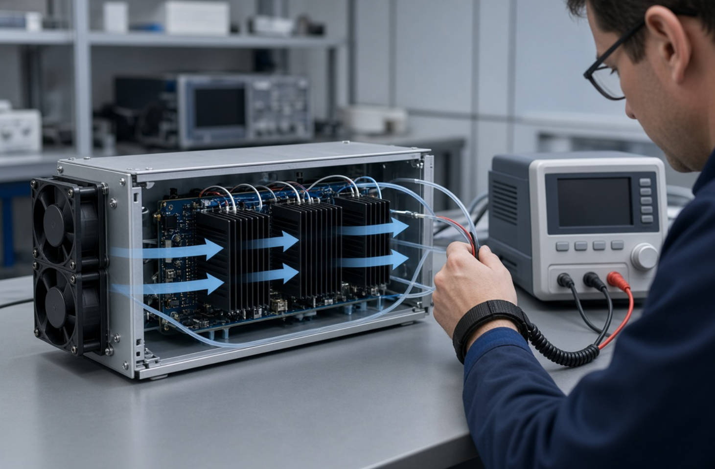Industrial Cooling Fan Validation Setup