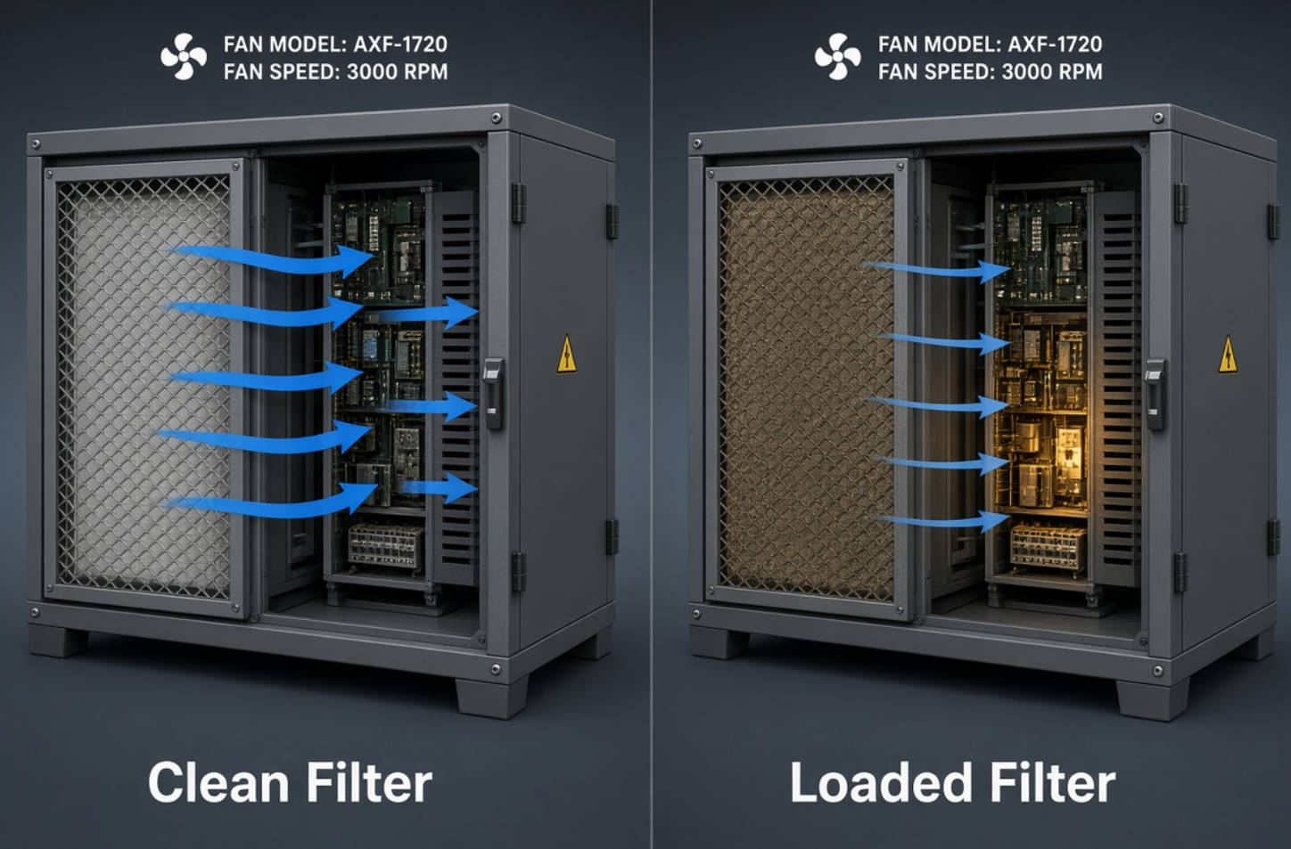 Clean And Loaded Filter Airflow Comparison