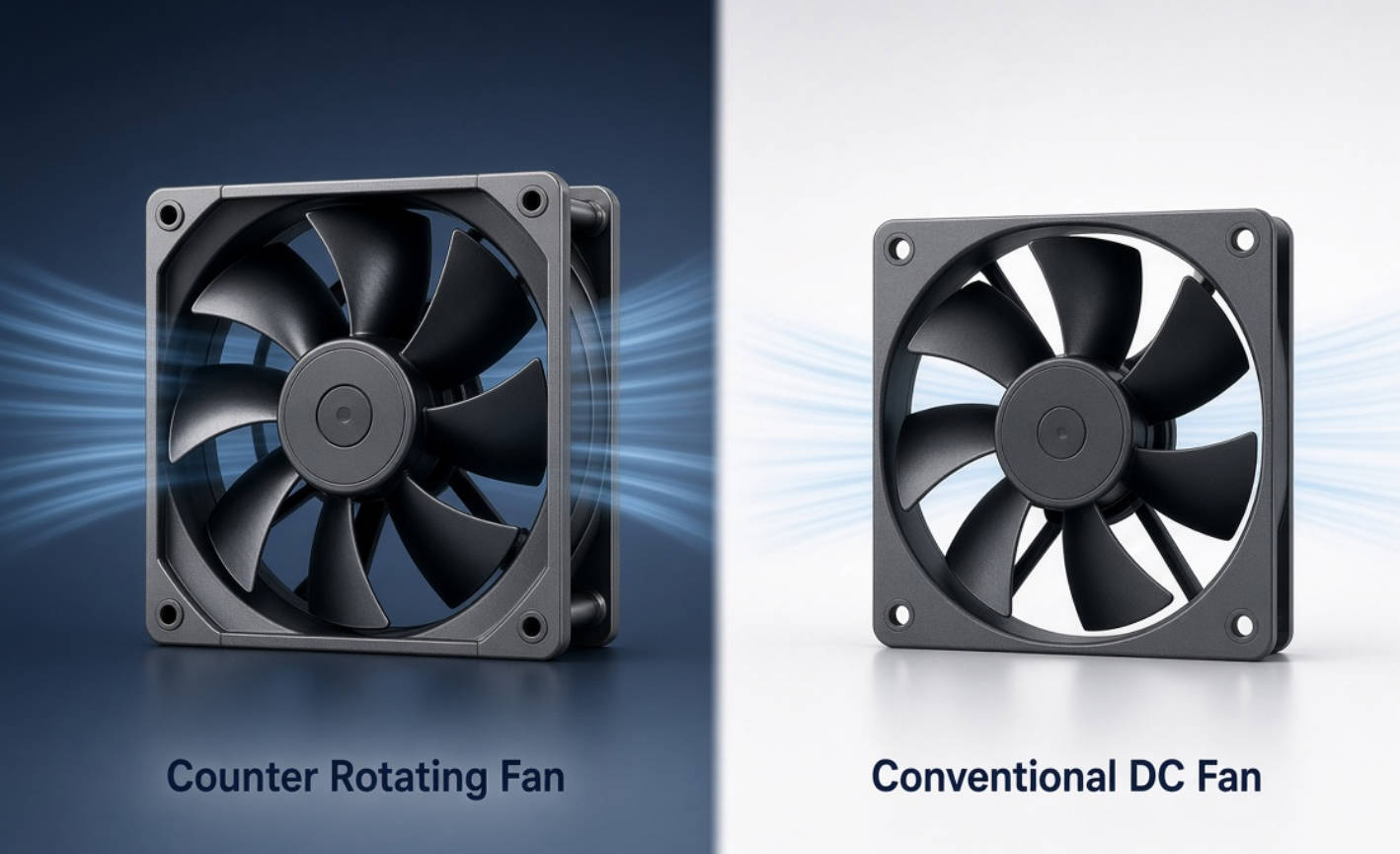 Counter Rotating Fan And Conventional DC Fan Comparison