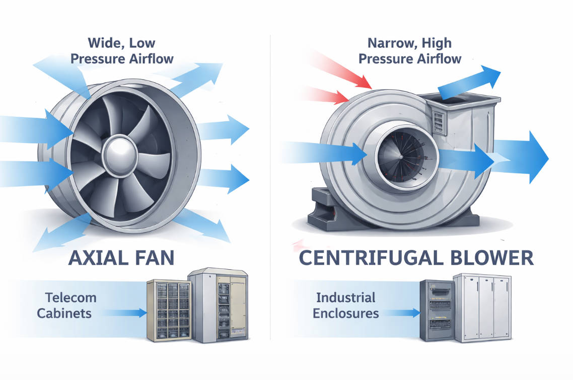 Blowers Vs Fans in Industrial Cooling: How To Choose The Right DC And AC Fan for Your Equipment