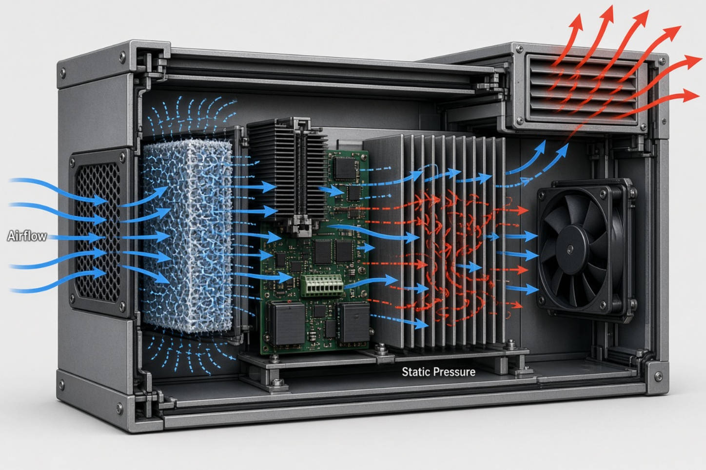 Airflow And Static Pressure In Electronics Enclosure